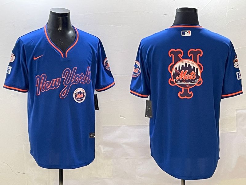 Men New York Mets Blank Blue Throwback Game 2025 Nike MLB Jersey style 6